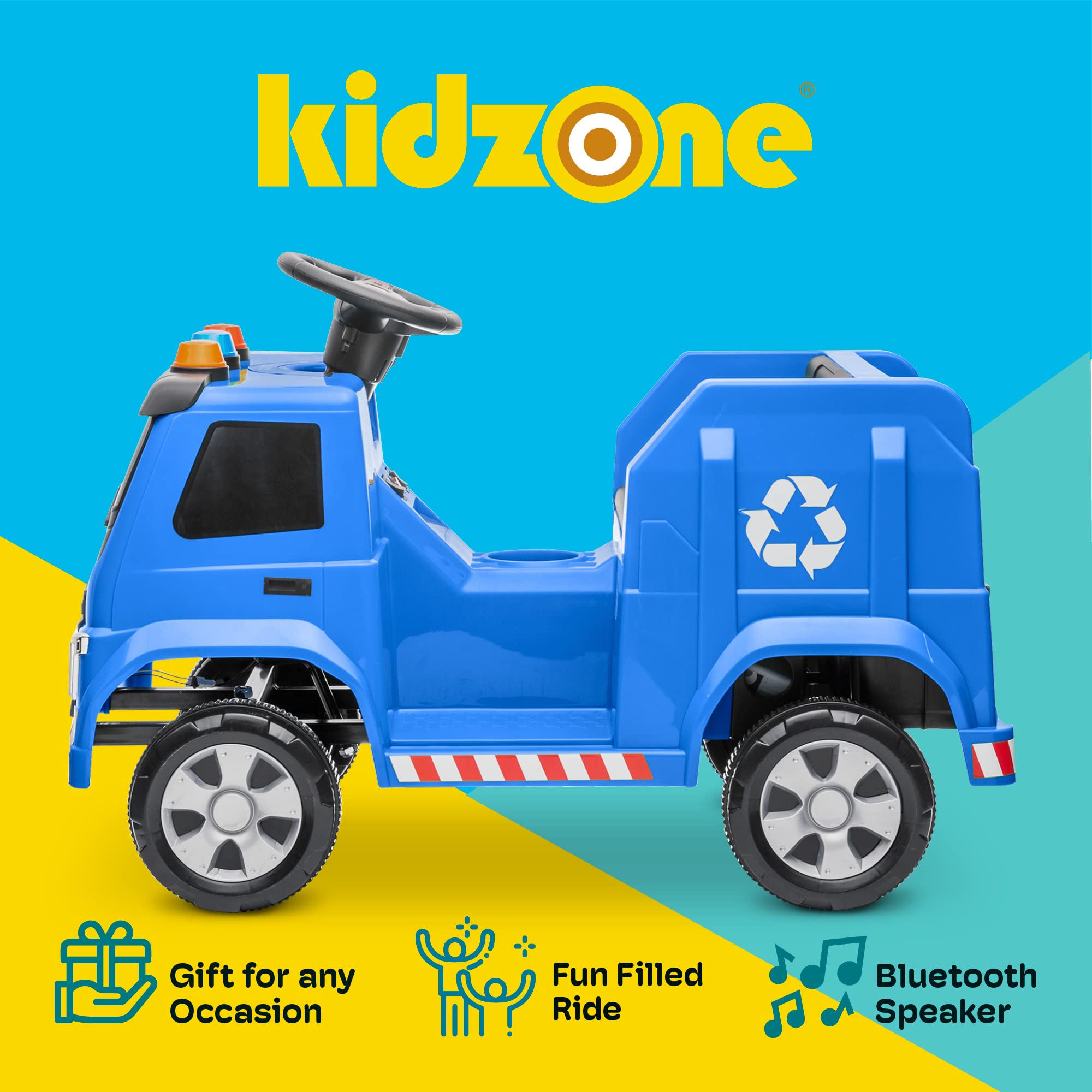 Amazon.co.jp: Kidzone 6V リサイクルごみ収集車 電動ライドオン